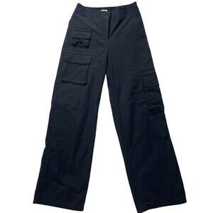 Aritzia Wilfred Picture Cargo Pants Black Sz 4 Utility Style Baggy Wide Leg